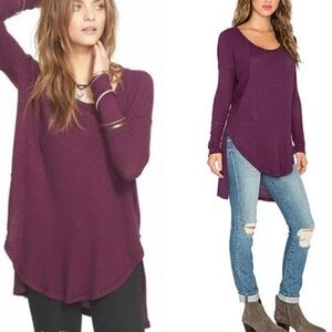Free People Ventura Thermal Top Shirt Pullover Purple Violet Size XSmall